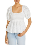 Aqua Babydoll Eyelet Top by Vanessa Jane