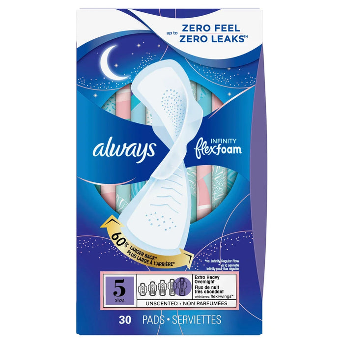 Always Infinity FlexFoam Pads, Size 5 Extra Heavy Overnight 3 Packs of 30 by Pasteur Pharmacy
