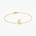 Mini Block Initial Diamond Bracelet Gold by Fine Color Jewels