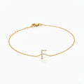 Mini Block Initial Diamond Bracelet Gold by Fine Color Jewels