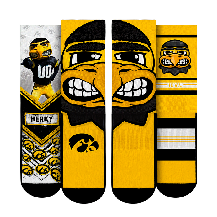 Iowa Hawkeyes - Mascot 3-Pack by Rock 'Em Socks