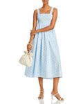 Aqua Printed Cotton Smocked MIDI Dress, Size Medium by Vanessa Jane