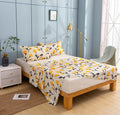 DaDa Bedding Yellow Fleur Floral Fitted and Flat Sheet Set by DaDalogy Bedding Collection