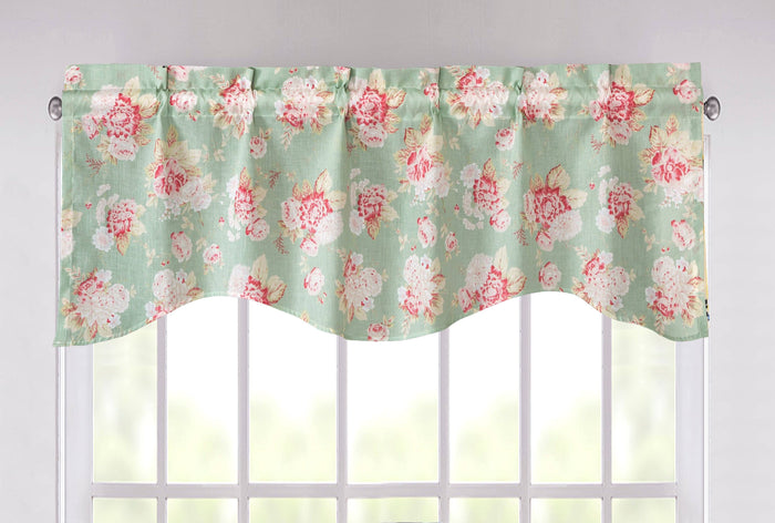 DaDa Bedding Hint of Mint Floral Pastel Roses Cottage Window Curtain Valance - 18" x 52" (JHW-3036) by DaDalogy Bedding Collection