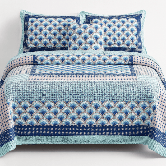 DaDa Bedding Mediterranean Blue Mint Patchwork Quilt Set by DaDalogy Bedding Collection