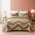 DaDa Bedding Cranberry Sage Floral Chevron Quilt Set - Lightweight Bedspread by DaDalogy Bedding Collection