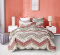 DaDa Bedding Cranberry Sage Floral Chevron Quilt Set - Lightweight Bedspread by DaDalogy Bedding Collection