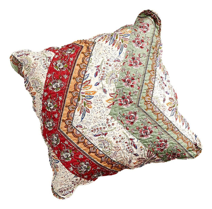 DaDa Bedding Bohemian Cranberry Sage Chevron Floral Euro Pillow Sham Cover, 26" x 26" (JHW924) by DaDalogy Bedding Collection