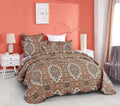 DaDa Bedding Rustic Earthy Cross Motif Folk Ogee Moroccan Scalloped Quilted Bedspread Set (JHW-944) by DaDalogy Bedding Collection