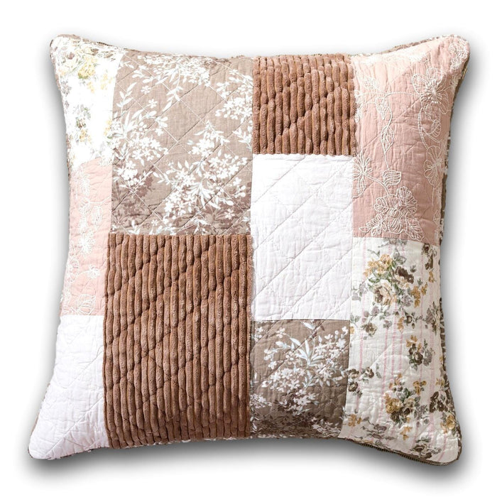 DaDa Bedding Vintage Patchwork Dusty Rose Taupe & Tan Beige Brown Floral Euro Pillow Sham Cover, 26" x 26" (JHW866) by DaDalogy Bedding Collection