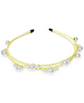 Inc Gold-Tone Imitation Pearl Satin-Wrapped Double-Row Headband by Vanessa Jane