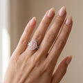 4Cttw Oval Shaped Pink Lab Grown Diamond (F/VS) Split Shank Halo Engagement Ring 14K Gold by Fine Color Jewels
