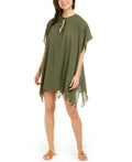DKNY OLIVE Pom Pom Caftan Swim Cover-up US Large/X-Large by Vanessa Jane