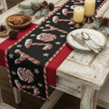 DaDa Bedding Peppermint Joy Red Black Holiday Tapestry Dining Table Runner (12904) by DaDalogy Bedding Collection
