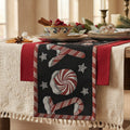 DaDa Bedding Peppermint Joy Red Black Holiday Tapestry Dining Table Runner (12904) by DaDalogy Bedding Collection