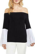 Vince Camuto Rich Black Colorblocked Off-the-Shoulder Top, XS by Vanessa Jane