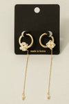 Pearl Cluster And Chain Drop Hoop Earrings