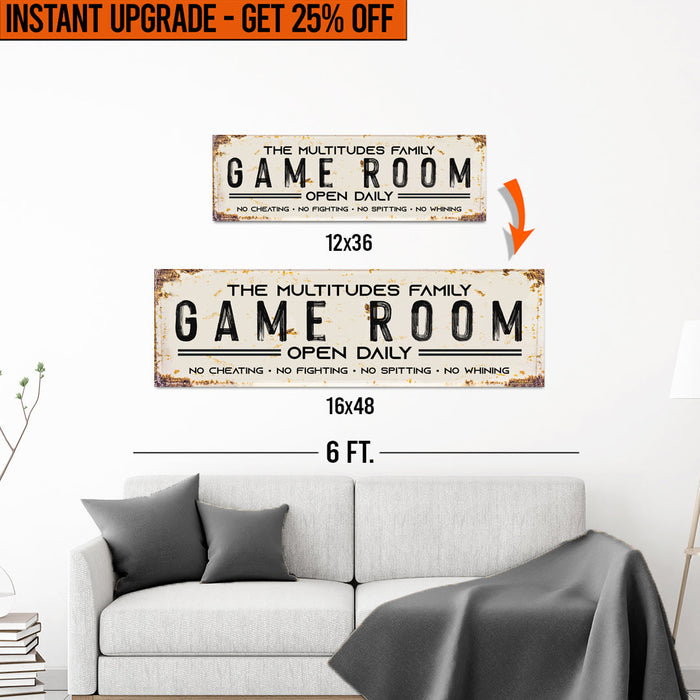 Upgrade Your 12x36 Inches (Style 1) 'Family Game Room' Canvas To 16x48 Inches by Tailored Canvases