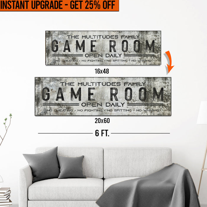 Upgrade Your 16x48 Inches 'Family Game Room' (Style 2) Canvas To 20x60 Inches by Tailored Canvases