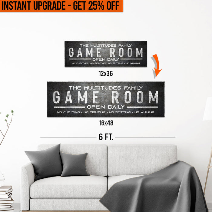 Upgrade Your 12x36 Inches (Style 3) 'Family Game Room' Canvas To 16x48 Inches by Tailored Canvases