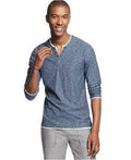 INC International Concepts Mens Long-Sleeve Split-Neck T-Shirt, Blue, SZ XXL by Vanessa Jane