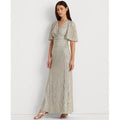 Lauren Ralph Lauren Sequined Elbow-Sleeve Gown – Pearlescent, Size 4 by Vanessa Jane