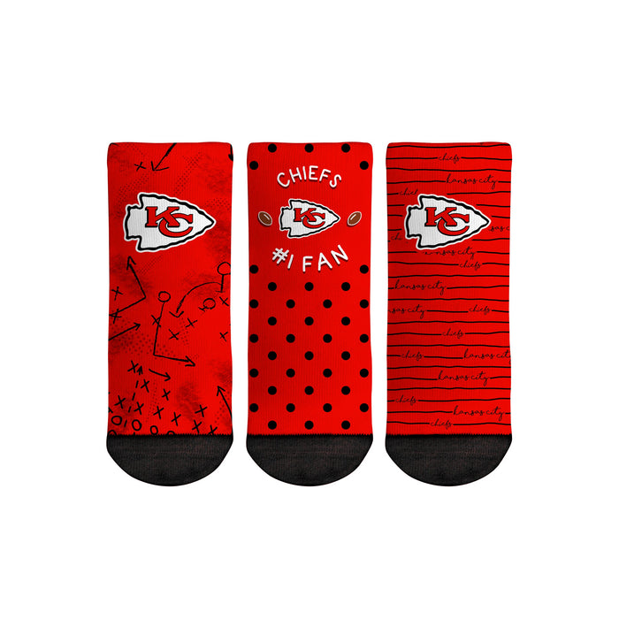 Kansas City Chiefs - Number 1 Fan 3-Pack (Toddler) by Rock 'Em Socks
