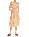 Aqua Scilla Smocked Printed Dress, Size Small by Vanessa Jane
