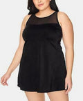 Swim Solutions Plus Size Mesh-Trim Tummy-Control Swimdress, Size 22W by Vanessa Jane