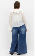 City Chic Luscious Sheer Ruffles Top - cream by Vanessa Jane
