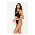 Ris-K Black Stretch Asymmetrical Midriff Cutout Swimming Suit, Size XS by Vanessa Jane
