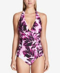 Calvin Klein Printed Side-Pleated Halter One-Piece Swimsuit by Vanessa Jane
