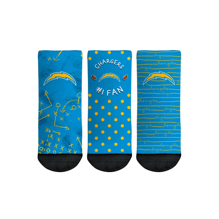 Los Angeles Chargers - Number 1 Fan 3-Pack (Toddler) by Rock 'Em Socks