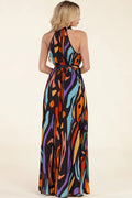 Multicolor Abstract Print Maxi Dress by Fasheabe
