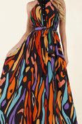 Multicolor Abstract Print Maxi Dress by Fasheabe