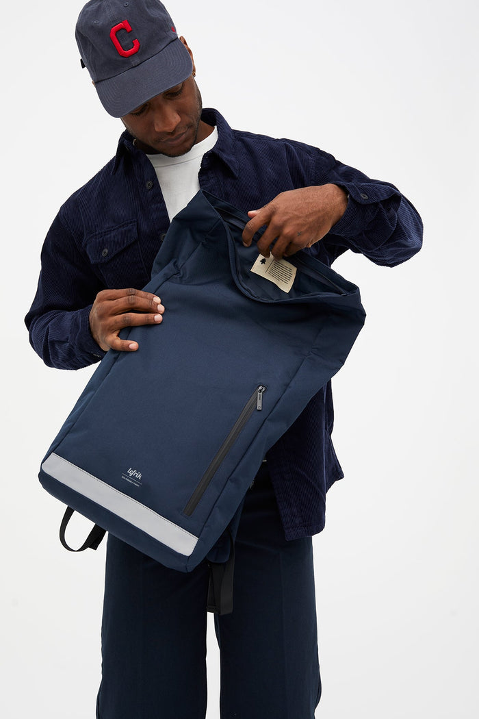 Roll Reflective Backpack Navy by Lefrik USA