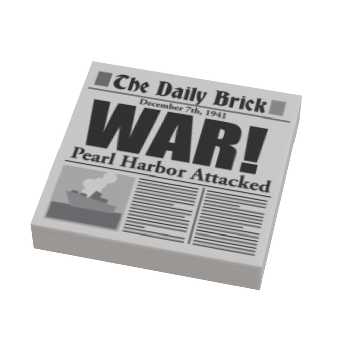Pearl Harbor Attack WW2 Newspaper (2x2 Tile) made using LEGO part by B3 Customs