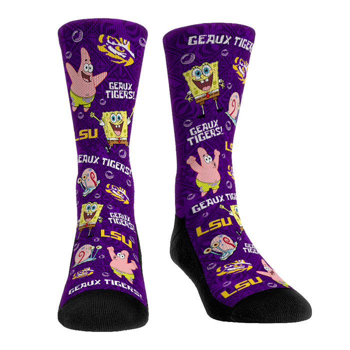 LSU Tigers - SpongeBob SquarePants Characters All-Over by Rock 'Em Socks