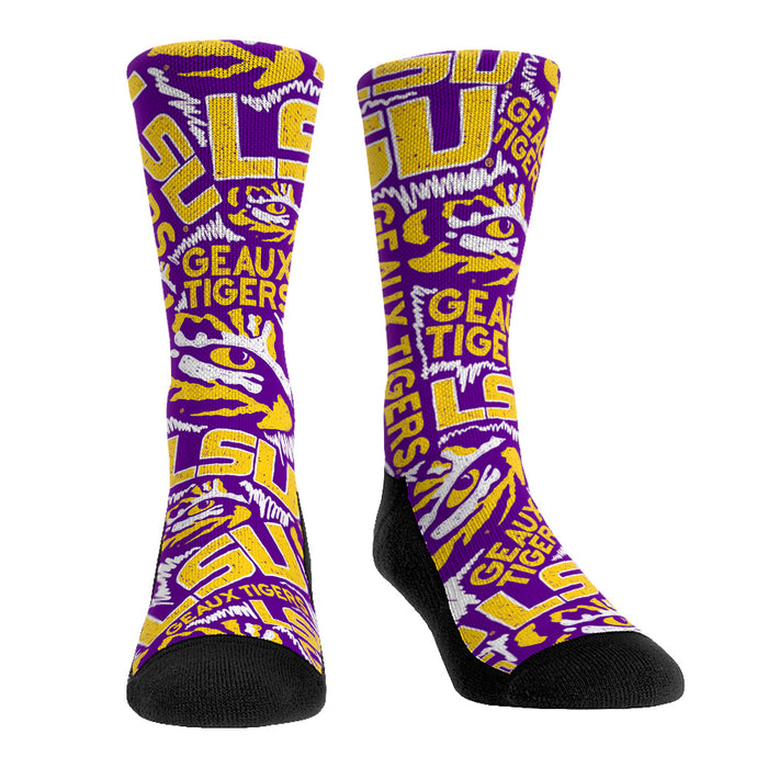 LSU Tigers - Logo Sketch Purple by Rock 'Em Socks