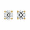 IGI Certified Round Lab Grown Diamond Solitaire Stud Earrings Yellow Gold