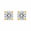 IGI Certified Round Lab Grown Diamond Solitaire Stud Earrings Yellow Gold by Fine Color Jewels