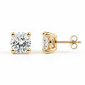 IGI Certified Round Lab Grown Diamond Solitaire Stud Earrings Yellow Gold by Fine Color Jewels