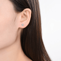 14K White Gold Lab Diamond Cushion Halo Stud Earrings by Fine Color Jewels