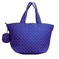 Large Quilted Nylon Zip-Top Tote Bag – Lightweight Travel & Beach Carryall by MiamiLeathers.com