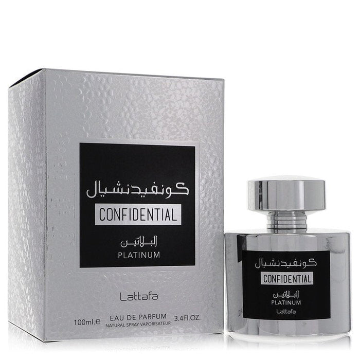 Lattafa Confidential Platinum by Lattafa Eau De Parfum Spray (Unisex) 3.4 oz for Men by Avera Group