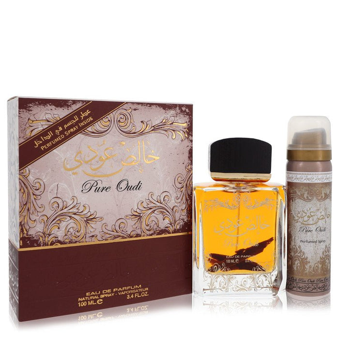 Lattafa Pure Oudi by Lattafa Eau De Parfum Spray Plus 1.7 oz Deodorant 3.4 oz for Women by Avera Group
