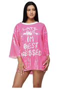 Late but I'm best Dressed Oversized Sequin T-shirt Dress by The House of Stylez