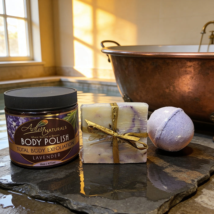Lavender Body Care Set Polish • Soften • Cleanse by Adiva Naturals