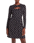 Aqua Floral Print Cutout Knit Mini Dress by Vanessa Jane