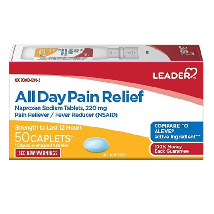 Leader 12 hour Pain Reliever & Fever Reducer 220MG Caplets 24 ct by Pasteur Pharmacy
